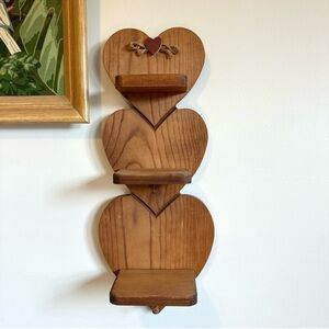 Vintage Wood Heart Tiered Shelf Cottagecore Grandmacore